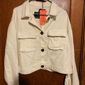 C'est Toi Women's Cream Utility Jacket